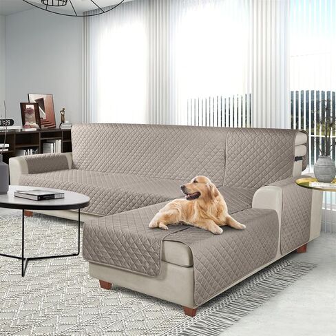 KinCam 100% Waterproof Sectional Couch Covers, Reversible L Shaped Sofa Covers 3pcs Sofa Slipcovers for Sectional Chaise Slipcover for Pets Kids (XLarge, Dark Gray) in Saudi Arabia