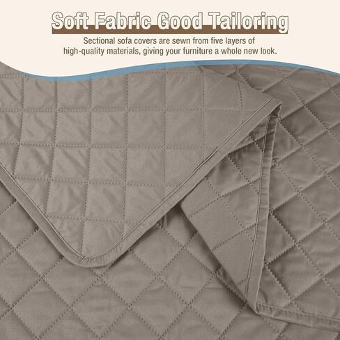 KinCam 100% Waterproof Sectional Couch Covers, Reversible L Shaped Sofa Covers 3pcs Sofa Slipcovers for Sectional Chaise Slipcover for Pets Kids (XLarge, Dark Gray) in Saudi Arabia