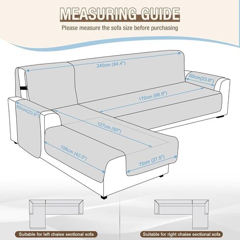 KinCam 100% Waterproof Sectional Couch Covers, Reversible L Shaped Sofa Covers 3pcs Sofa Slipcovers for Sectional Chaise Slipcover for Pets Kids (XLarge, Dark Gray) in Saudi Arabia