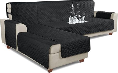 KinCam 100% Waterproof Sectional Couch Covers, Reversible L Shaped Sofa Covers 3pcs Sofa Slipcovers for Sectional Chaise Slipcover for Pets Kids (XLarge, Dark Gray) in Saudi Arabia
