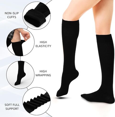 Coume 50 Pairs Women Cotton Knee High Socks Bulk Black thermal Boot Socks for Winter, Running, Hiking, Gifts, Thick Socks for Cold Weather in Saudi Arabia