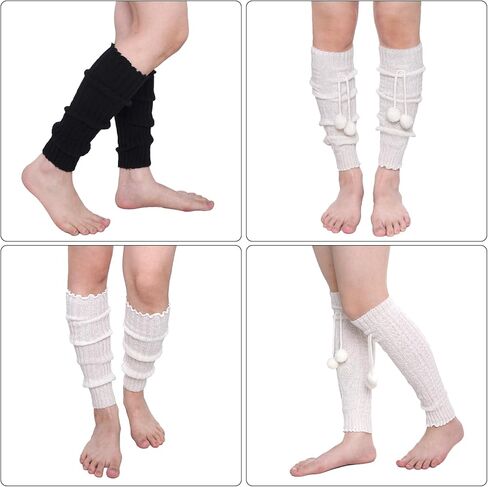 3 أزواج من تدفئة الساق للنساء 80s تدفئة الساق باللون الأبيض للنساء كابل متماسكة تدفئة الساق الدافئة لليوجا والرقص والرياضة في الأماكن المغلقة والخارجية in Kuwait