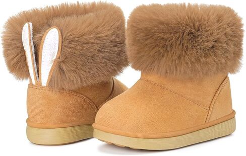 KVbabby Girls Winter Boots Toddler Snow Boots Kids Warm Boots Fur Lined Children's Princess Ankle Boots Non-Slip in Saudi Arabia