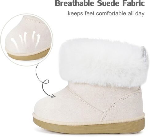 KVbabby الفتيات أحذية الشتاء طفل الثلوج أحذية الاطفال الأحذية الدافئة الفراء اصطف الأطفال الأميرة حذاء من الجلد عدم الانزلاق in Kuwait