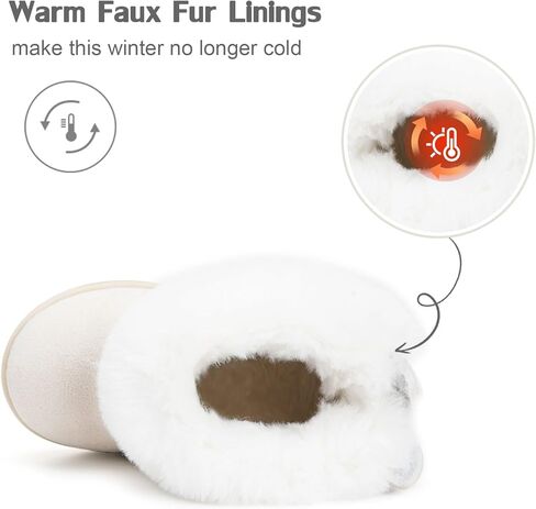 KVbabby الفتيات أحذية الشتاء طفل الثلوج أحذية الاطفال الأحذية الدافئة الفراء اصطف الأطفال الأميرة حذاء من الجلد عدم الانزلاق in Kuwait