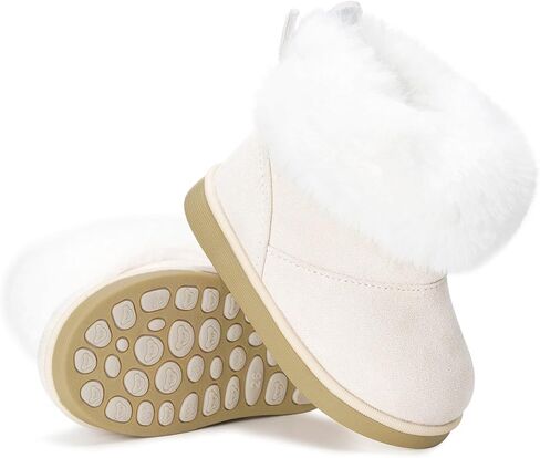 KVbabby الفتيات أحذية الشتاء طفل الثلوج أحذية الاطفال الأحذية الدافئة الفراء اصطف الأطفال الأميرة حذاء من الجلد عدم الانزلاق in Kuwait