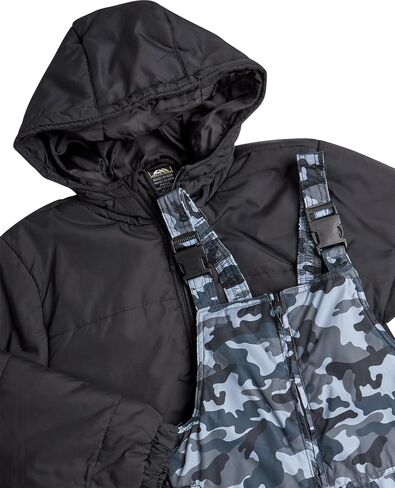 Kids' Ski Set – 2 Piece Unisex Boys' and Girls' Insulated Waterproof Snow Bib with Hooded Jacket (4-18) in Saudi Arabia