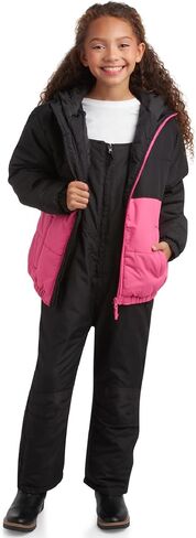Kids' Ski Set – 2 Piece Unisex Boys' and Girls' Insulated Waterproof Snow Bib with Hooded Jacket (4-18) in Saudi Arabia