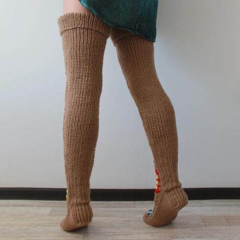 Women's Cable Knit Thigh High Socks Extra Long Ethnic Crochet Knit Stockings Over Knee Leg Warmers in Kuwait