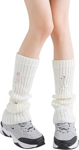 Yawlsow Women's Leg Warmers for Girls Y2k Goth Knit Ankle Warmers Winter with Holes, Harajuku Cute Long Socks Kawaii Clothes in Saudi Arabia