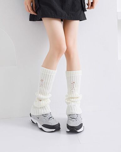 Yawlsow Women's Leg Warmers for Girls Y2k Goth Knit Ankle Warmers Winter with Holes, Harajuku Cute Long Socks Kawaii Clothes in Saudi Arabia