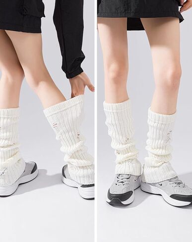 Yawlsow Women's Leg Warmers for Girls Y2k Goth Knit Ankle Warmers Winter with Holes, Harajuku Cute Long Socks Kawaii Clothes in Saudi Arabia