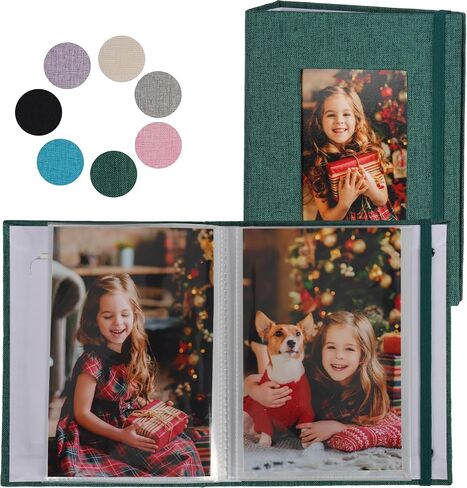 Small Photo Albums for 4×6 Photos, 2 Pack Linen Cover Memory Books with Display Window, Each Holds 52 Photos, Green Picture Albums for Baby Growth Wedding Travel in Kuwait