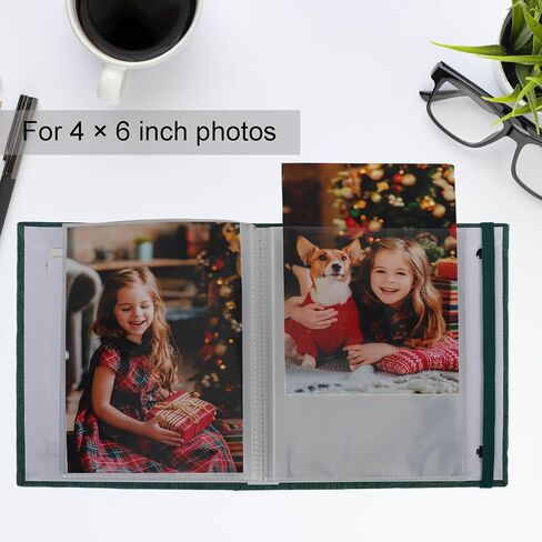 Small Photo Albums for 4×6 Photos, 2 Pack Linen Cover Memory Books with Display Window, Each Holds 52 Photos, Green Picture Albums for Baby Growth Wedding Travel in Kuwait