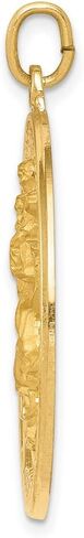 Saint Christopher Protect Us Words on Open Round Medal Pendant in Real 14k Gold in Saudi Arabia