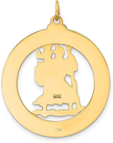 Saint Christopher Protect Us Words on Open Round Medal Pendant in Real 14k Gold in Saudi Arabia