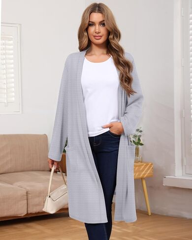 Ficerd 2 Pack Women's Waffle Knit Robes, Soft Lightweight Full-Length Kimono Bathrobes Unisex Loungewear with Side Pockets in Kuwait