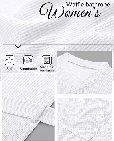Ficerd 2 Pack Women's Waffle Knit Robes, Soft Lightweight Full-Length Kimono Bathrobes Unisex Loungewear with Side Pockets in Kuwait