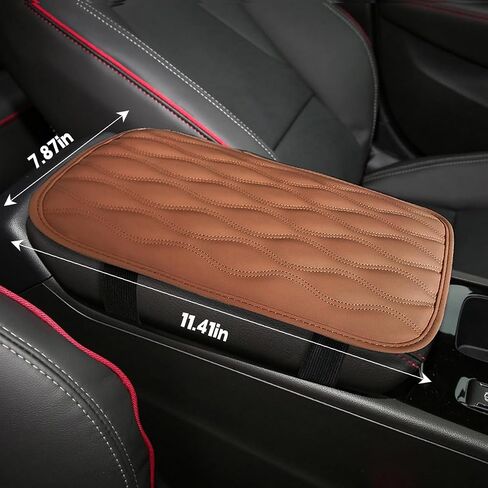 Mandark Car Center Console Pad, Soft Waterproof Leather Automotive Armrest Seat Box Cushion Cover, Comfortable Vehicle Arm Rest Decorative Accessories, Universal for RV, SUV, Truck (Brown) in Saudi Arabia