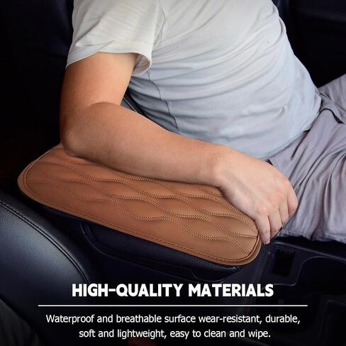 Mandark Car Center Console Pad, Soft Waterproof Leather Automotive Armrest Seat Box Cushion Cover, Comfortable Vehicle Arm Rest Decorative Accessories, Universal for RV, SUV, Truck (Brown) in Saudi Arabia