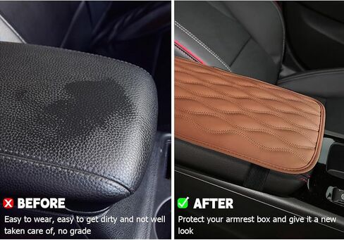 Mandark Car Center Console Pad, Soft Waterproof Leather Automotive Armrest Seat Box Cushion Cover, Comfortable Vehicle Arm Rest Decorative Accessories, Universal for RV, SUV, Truck (Brown) in Saudi Arabia