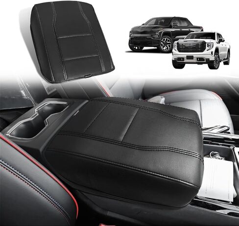 BestEvMod Center Console Armrest Pad Cover Compatible with Chevrolet Silverado EV/GMC Sierra EV 2024+ Accessories Extra Soft Microfiber Leather Protector Seat Armrest Cover (Black/Black Stiching) in Saudi Arabia