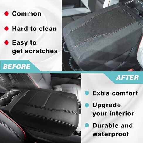 BestEvMod Center Console Armrest Pad Cover Compatible with Chevrolet Silverado EV/GMC Sierra EV 2024+ Accessories Extra Soft Microfiber Leather Protector Seat Armrest Cover (Black/Black Stiching) in Saudi Arabia