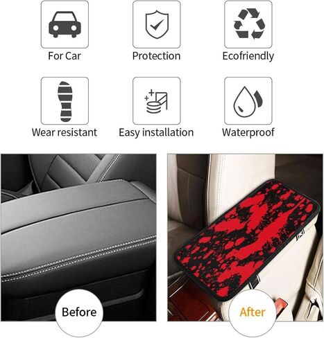Horror Blood Splatter Car Armrest Storage Box Mat, Car Center Console Cover Accessories Interior for Most Cars in Saudi Arabia