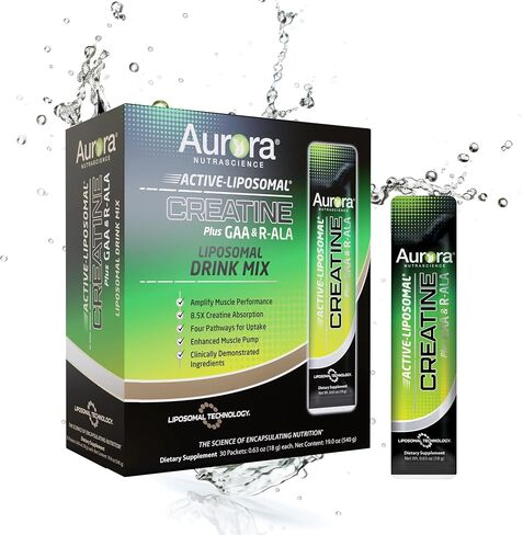 Aurora Nutrascience, Active-Liposomal Creatine + GAA & R-ALA (Alpha Lipoic Acid), Supports Exercise Performance & Muscle Growth, 30 Packets in Saudi Arabia