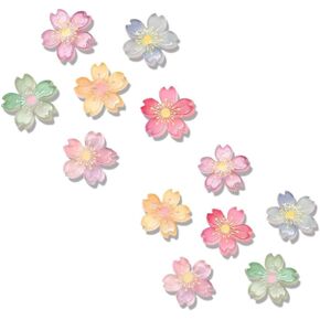 12Pcs Colorful Luminous Sakura Cherry Blossoms Flower Shoe Charms For Shoes, Diy Glow In Dark Sandals Slipper Shoes Charm Decoration Accessories Buckle Pins Shoe Care and Accessories