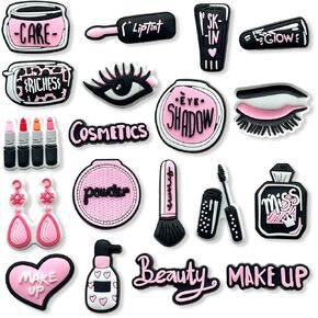 19 24Pcs Make-up Charms for Clog Shoes Decoration, Fashion Charms Accessories for Women