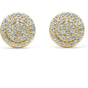 Yellow Gold Plated 925 Sterling Silver Flower Cluster Honey Comb Set Hip Hop Iced 5A Cz Hypoallergenic Trendy Round Stud Screw Back Circle Earrings.