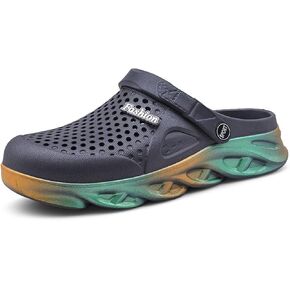 SECHRITE Clogs for Men Garden Shoes Water Sandals Mens Rubber Clogs Outdoor Slippers Waterproof Slip On Summer Mules Gradient Color