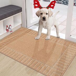 BEQHAUSE Door-Mat-Non-Slip Dirt Trapper Door Mats Low-Profile Front Door Mat Absorbent Floor Mats for Entryway Washable Mud Resistant Home Entrance Doormat,Taupe,24"x36"
