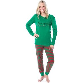 INTIMO Friends The TV Show Series Christmas Lights Logo Tight Fit Holiday Matching Family Pajamas