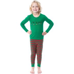 INTIMO Friends The TV Show Series Christmas Lights Logo Tight Fit Holiday Matching Family Pajamas