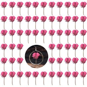 60PCS Pink Dried Rapeseed Flowers for Resin, Real Natural Pressed Flowers, Dry Flowers for Resin Jewellery DIY Ornament Crafts Card Candle Making