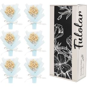 6 Pack Mini Flower Bouquet, Real Dried Preserved Baby's Breath for Bridal Baby Shower Wedding Party Boho Decor Gift DIY Crafts (Pink)