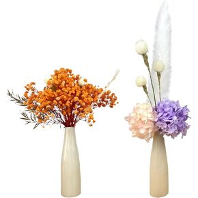 Natural Dried Flower Bouquet, Boho Home Decor, Preserved Florals Mix, 2 Bundles with Vases