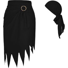 American Trends Pirate Skirt Dress Halloween Costume Women Men Pirate Head Scarf Pirate Cosplay Accessories Bandana Headband