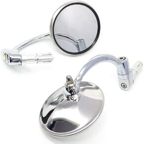 Classic Chrome Motorcycle Bar End Mirrors, Universal Round Rearview Side Mirrors Fit for 7/8'' Motorcycle Handlebar