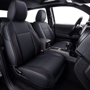 LUCKYMAN CLUB 2005-2015 Tacoma Custom Fit Seat Covers for Crew Cab with Faux Leather (2005-2015 Black)