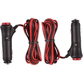Universal Motorcycle Truck Car Cigarette Lighter Power Plug Cable Adapter Male Lighter with Switch Button Built-in 12V-24V 5A (10FT/3 Meters with Indicator Light)