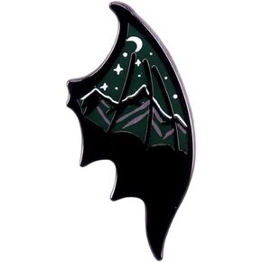 ACOTAR Dragon Wing Moon Stars Snow Mountain Night Sky Court Thorn Roses Book Fantasy Series 1.4" Enamel Pin Badge