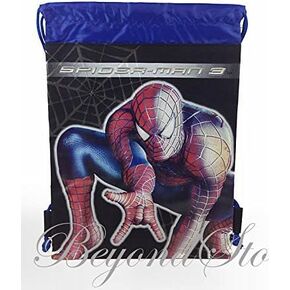 Marvel Amazing Spider-Man Black/Blue Drawstring Backpack Tote Bag
