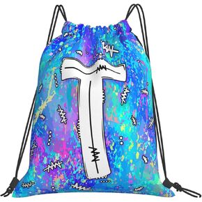 Drawstring Backpack Bag Sport Gym Sackpack Initial Blue Draw String Cinch Bags Bulk String Backpack Storage Bag for Women Men Letters J