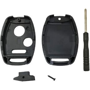Key Fob Shell Case Fit for Honda Accord Crosstour Civic Odyssey CR-V CR-Z Fit Keyless Entry Remote Key Housing Replacement with Screwdriver (Black)