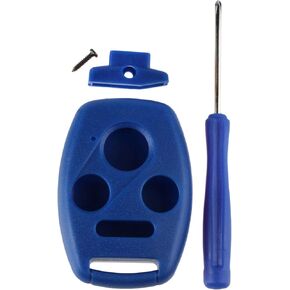 NO CUTTING NEEDED - Key Fob Keyless Entry Remote Shell Case & Pad fits Honda 2003-2012 Accord / 2006-2013 Civic EX / 2009-2015 Pilot /2005-2006 CR-V (Blue)