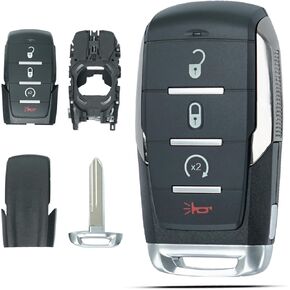 Key Fob Shell Case Replacement Fits for Dodge Ram 1500 2019 2020 2021 2022 2023 2024 Keyless Entry Remote Control 4 Button Pad Key Fob Cover OHT-4882056