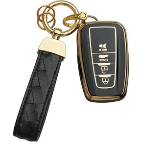 for Toyota Key Fob Cover Keychain Fit for 2020-2022 Highlander Corolla Prius 2018-2024 Camry RAV4 C-HR Avalon GT86 Smart Key Shell (Ivory White)